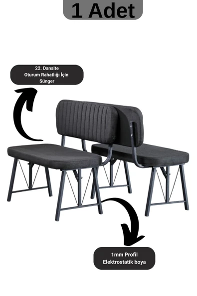 Elfin Mutfak , Yemek Odası Bahçe Balkon Otel Restoran Kafe Bench, Puf, Sırtlı Bench -1 Adet Siyah - 2