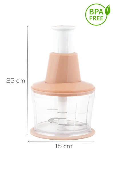 Porsima 232-1 Basmalı Pratik El Rondosu 3 Bıçaklı Blender Doğrayıcı 1000ml Pembe - Resim 3