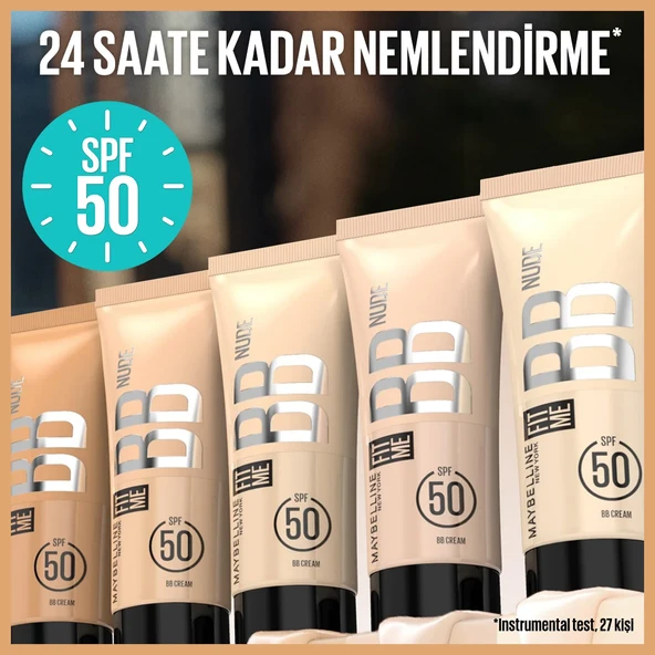 Maybelline New York Fit Me Nude Cilt Bakımı Etkili Nemlendirici SPF50 BB Krem - 20 - 4