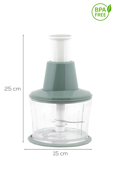 Porsima Basmalı Pratik El Rondosu 3 Bıçaklı Blender Doğrayıcı 1000ml Yeşil - Resim 3