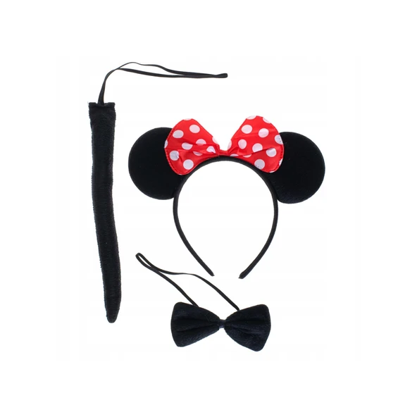 Minnie Mouse Kostüm Seti Taç Kuyruk Papyon Gösteri Seti ürün görseli 1