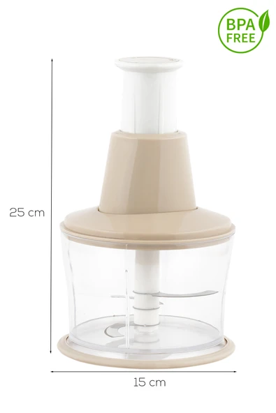 Porsima 232-2 Basmalı Pratik El Rondosu 3 Bıçaklı Blender Doğrayıcı 1000ml Cappuccino - Resim 3