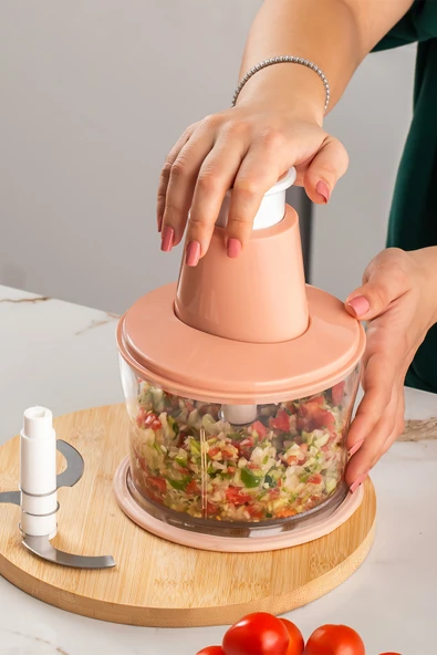 Porsima 232-1 Basmalı Pratik El Rondosu 3 Bıçaklı Blender Doğrayıcı 1000ml Pembe - Resim 2