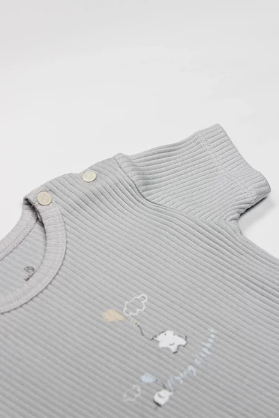 Lenaca Bistyle Flying Elephant Yarım Kol 2'li Body 17116 Ekru Gri - Resim 5