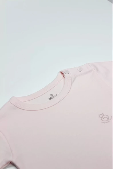 Lenaca Bistyle Organik Natural Basic Style Yarım Kol Body Bs17103 Pembe - Resim 2