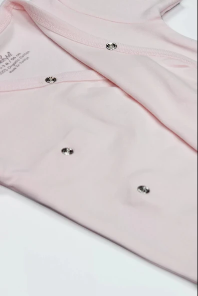 Lenaca Bistyle Organik Natural Basic Style Kruvaze Uzun Kol Body Bs17102 Pembe - Resim 4