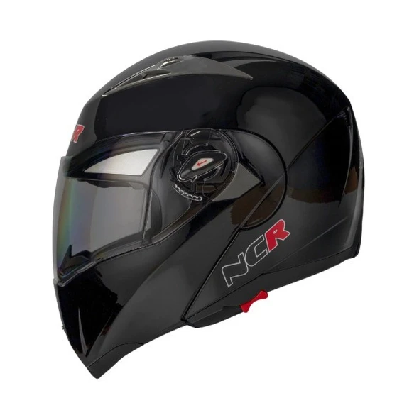 NCR-158 ÇENE AÇILIR GÖZLÜKLÜ E-CE BELGELİ KASK PARLAK SİYAH - Resim 2