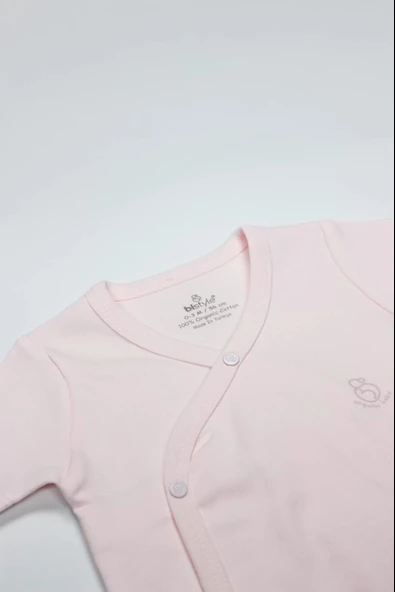 Lenaca Bistyle Organik Natural Basic Style Kruvaze Uzun Kol Body Bs17102 Pembe - Resim 2