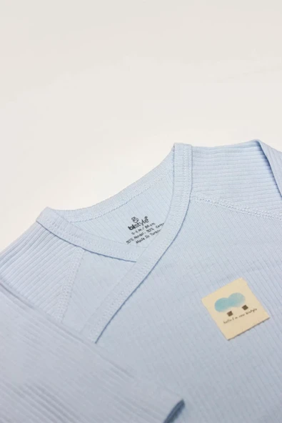 Lenaca Organic Modal Flying Balloons Kruvaze Uzun Kol Body Bs17121 Mavi - Resim 2