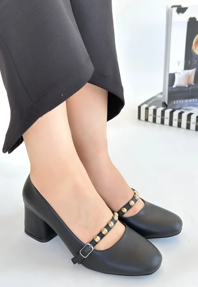 Tino Siyah Cilt Topuklu Ayakkabı - Resim 4