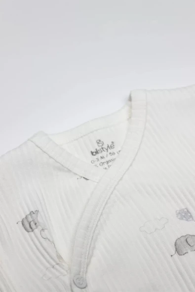 Lenaca Bistyle Flying Elephant 3'lü Zıbın Takım 13111 Ekru Gri - Resim 3