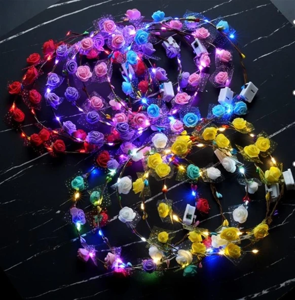 Çiçekli Ledli Kızlar İçin Taç