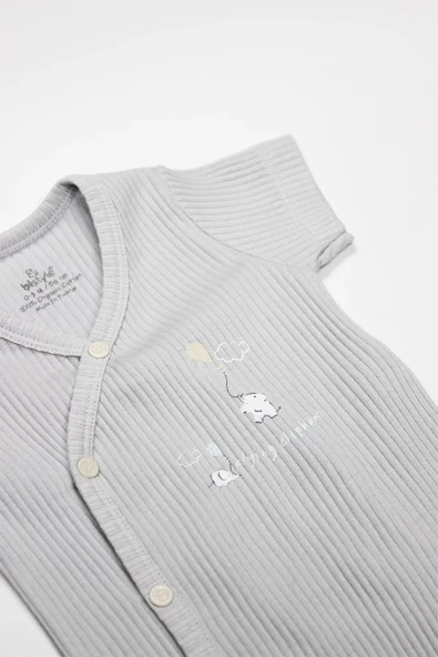 Lenaca Flying Elephant 2'li Yarım Kol Badi 17117 Ekru Gri - Resim 2