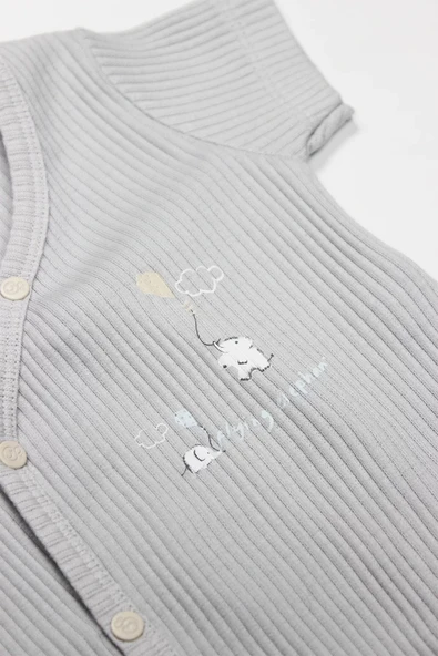 Lenaca Flying Elephant 2'li Yarım Kol Badi 17117 Ekru Gri - Resim 4