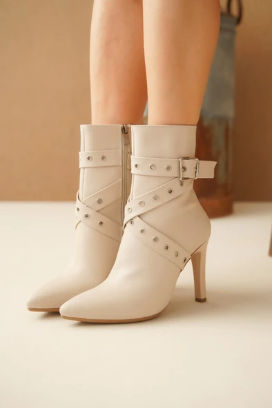 Atye Bej Cilt Topuklu Bot - Resim 2