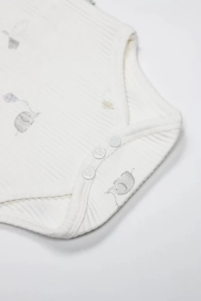 Lenaca Bistyle Flying Elephant Yarım Kol 2'li Body 17116 Ekru Gri - Resim 4