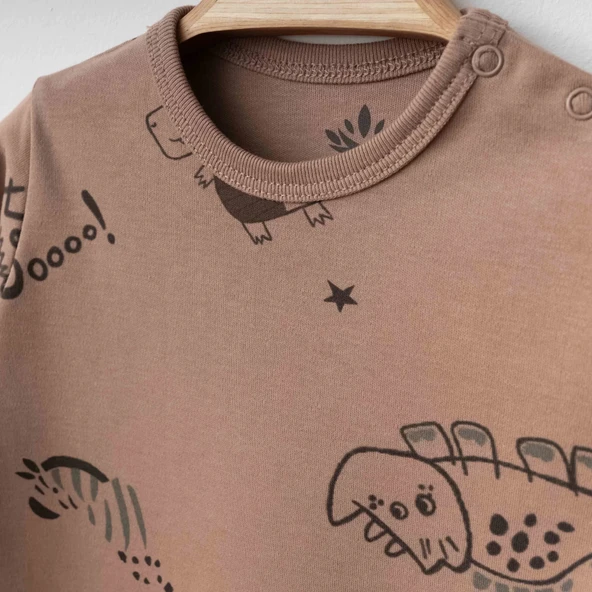 Lenaca Eslenza Baby Organik 2'li Tulum 0049 Kahve - Resim 2