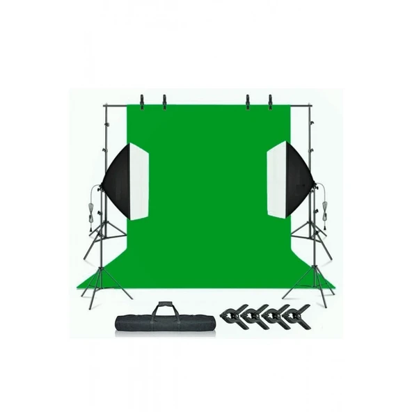 Chromakey Green Screen Greenbox Yeşil Fon Perde Çekim Seti (2x3m)
