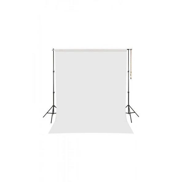 Beyaz Fon Perde Sistemi 200x250cm Ayaklı Makara Zincirli