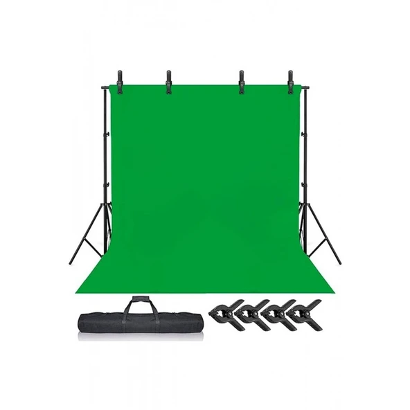 Green Screen Greenbox Yeşil Fon Perde 2x3m Fon Standı 4 Mandal