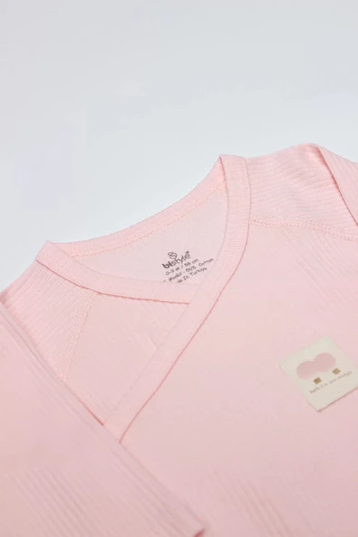 Lenaca Organic Modal Flying Balloons Kruvaze Uzun Kol Body Bs17121 Pembe - Resim 3