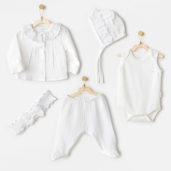 Lenaca Natural Gift Müslin 5'li Hastane Çıkışı White ürün görseli