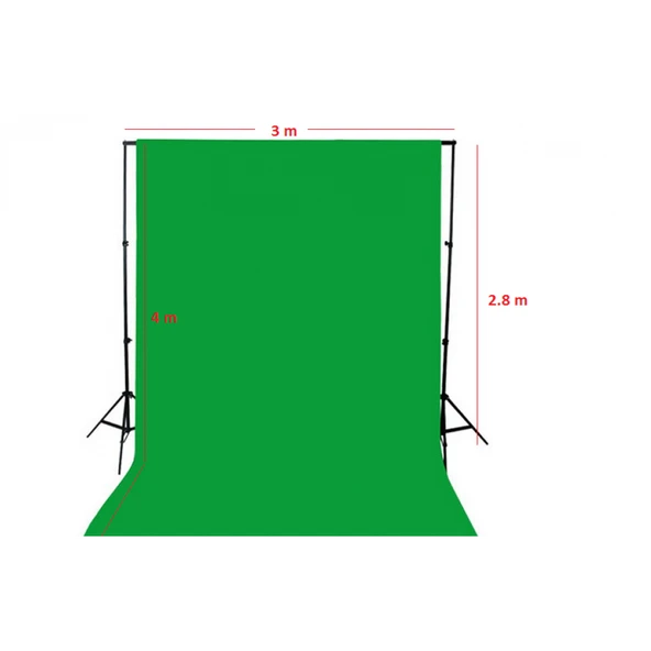 Green Screen- Greenbox yeşil Fon Perde (3X4M) ve Fon Standı