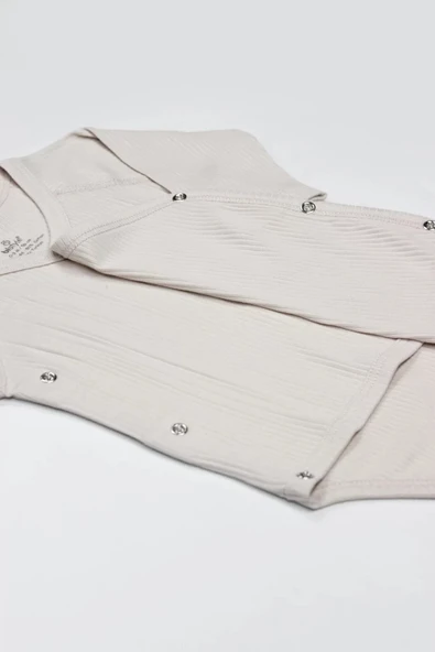 Lenaca Organic Modal Flying Balloons Kruvaze Uzun Kol Body Bs17121 Bej - Resim 5