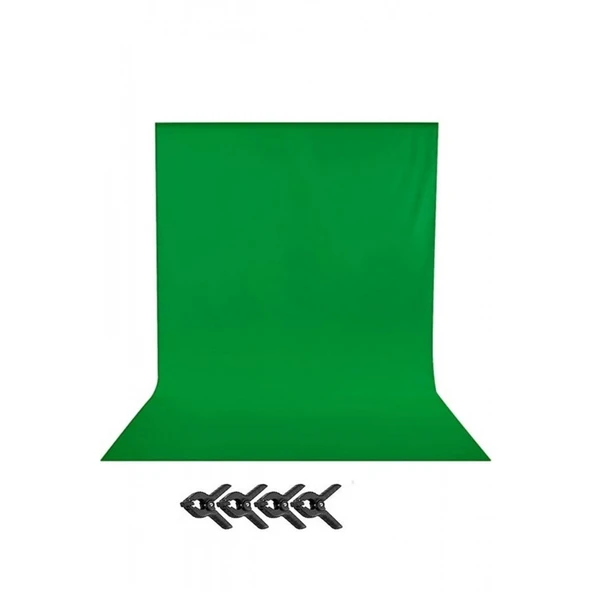 Green Screen Yeşil Fon Perde Chromakey Greenbox (2x4m)+4 Adet Mandal