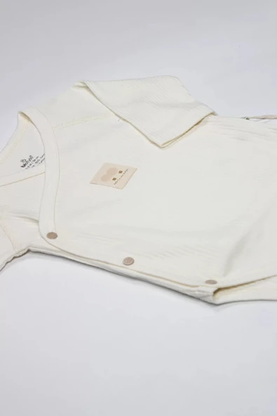 Lenaca Organic Modal Flying Balloons Kruvaze Uzun Kol Body Bs17121 Ekru - Resim 5