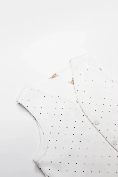 Lenaca Bistyle I Am So Bear Çift Taraflı Bebe Yelek 18103 Bej Ekru - Resim 2