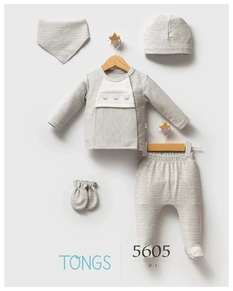 Lenaca Tongs Baby Classic Bear 5'li Hastane Çıkışı 5605 Gri ürün görseli