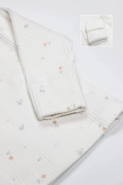 Lenaca Bistyle Bloom White 3'lü Zıbın Takım 13112 Ekru Gül Kurusu - Resim 6