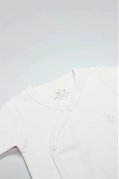 Lenaca Bistyle Organik Natural Basic Style Kruvaze Uzun Kol Body Bs17102 Ekru - Resim 2