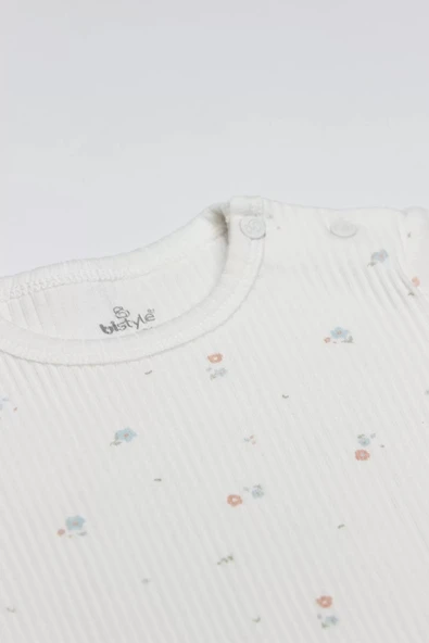 Lenaca Bistyle Flying Bloom White Yarım Kol 2'li Body 17118 Ekru Gül Kurusu - Resim 5