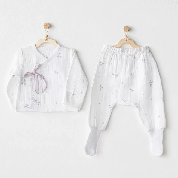Lenaca Magical Butterfly Müslin 2'li Zıbın Takım White ürün görseli