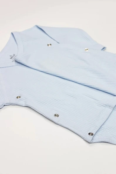 Lenaca Organic Modal Flying Balloons Kruvaze Uzun Kol Body Bs17121 Mavi - Resim 5