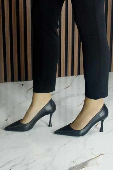 Erkan Saçmacı Suzanna Siyah Hakiki Dana Derisi Sivri Burun Klasik İnce Topuklu Ayakkabı - 7