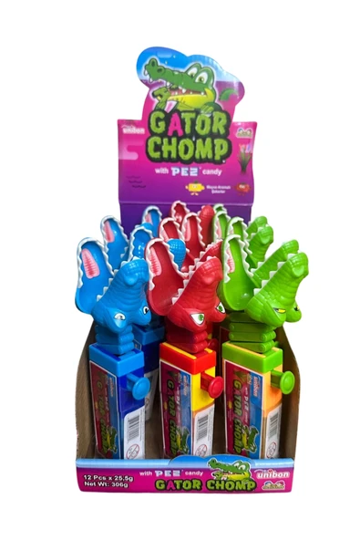 Unibon Gator Chomp Timsah Pez 3+1 Yedek Şekerli (3 Adet)