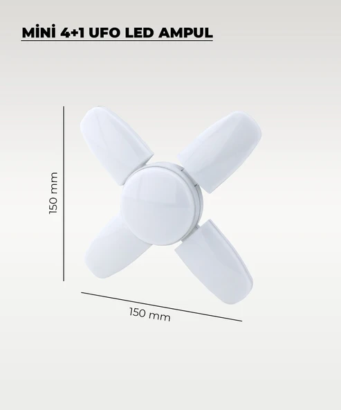 30W Mini Pervane 4+1 Kanatlı Ampul 6500K Beyaz Işık - Resim 2