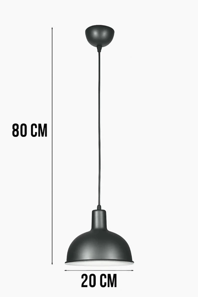 LEGACY Luna Siyah içi Beyaz Renk Modern Tasarım Metal Cafe - Mutfak Tekli Avize - Resim 2