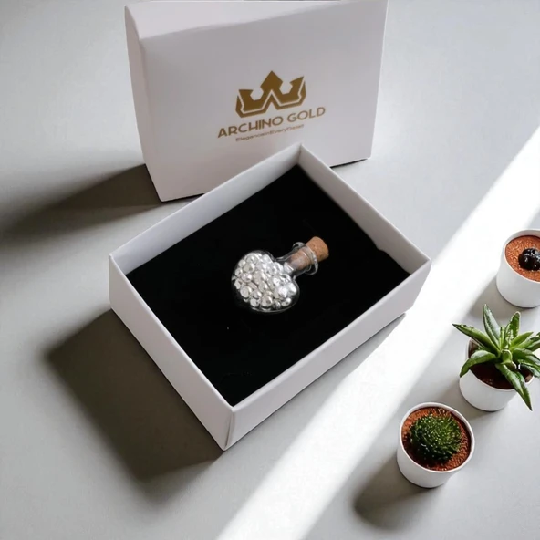 10 Gram 999 Ayar Gümüşten Üretilmiş Kalp Tasarımlı Cam Şişeli Granül Gümüş Hediyesi-553 - 5