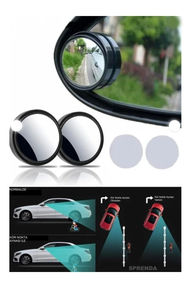 SPRENDA Siyah Ayarlanabilir 2 Li Set Araba ve Motorsiklet için Güvenlik Artırıcı Kör Nokta Ayna Seti - Resim 3