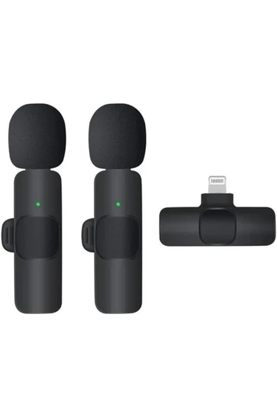 K9 Kablosuz Yaka Mikrofonu Lightning 2’li Mini Mikrofon Youtube Tik Tok 2 Adet ürün görseli 1