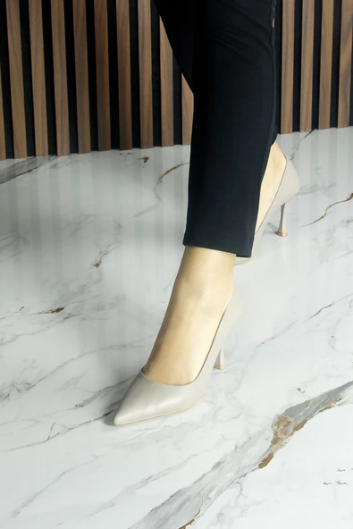 Erkan Saçmacı Suzanna Vizon Hakiki Dana Derisi Sivri Burun Klasik İnce Topuklu Ayakkabı - 7