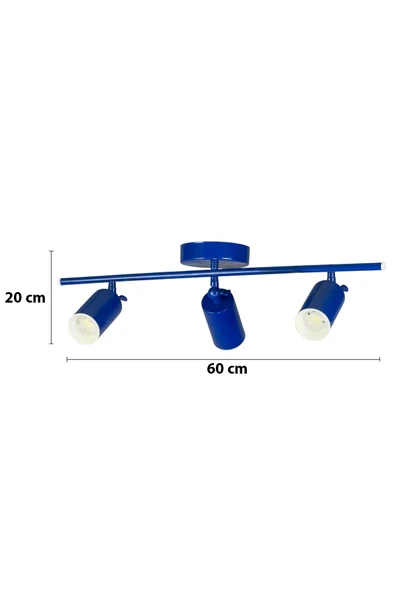 LEGACY Spoti 3'Lü Mavi Renk (BEYAZ IŞIK) Modern Tasarım Salon - Mutfak - Banyo Spot Ledli Sıralı Avize - Resim 2