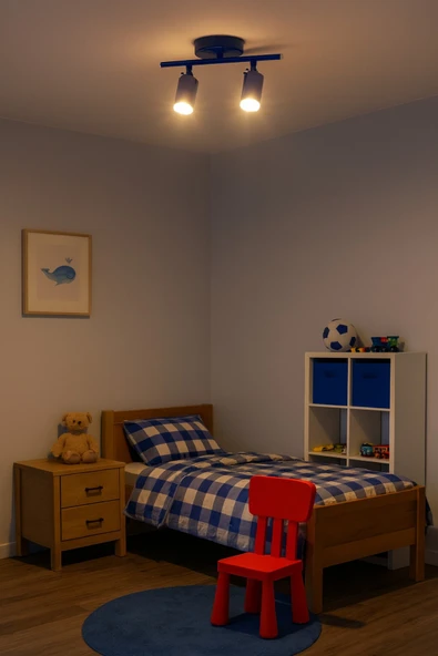 LEGACY Spoti 2'Li Mavi Renk (GÜN IŞIĞI) Modern Tasarım Cafe - Mutfak - Banyo Spot Ledli Sıralı Avize - Resim 3