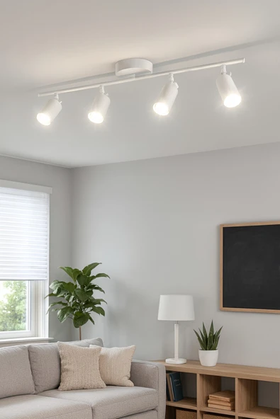 LEGACY Spoti 4'Lü Beyaz Renk (BEYAZ IŞIK) Modern Tasarım Salon - Mutfak - Banyo Spot Ledli Sıralı Avize ürün görseli 1