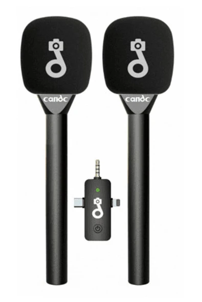 Çift Mikrofonlu Profosyonel Kablosuz Yüksek Kaliteli Ses Kaydı Röportaj Mikrofonu - Resim 3