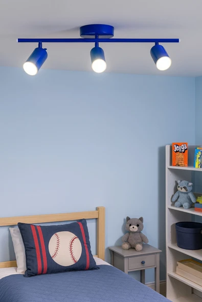 LEGACY Spoti 3'Lü Mavi Renk (BEYAZ IŞIK) Modern Tasarım Salon - Mutfak - Banyo Spot Ledli Sıralı Avize - Resim 5